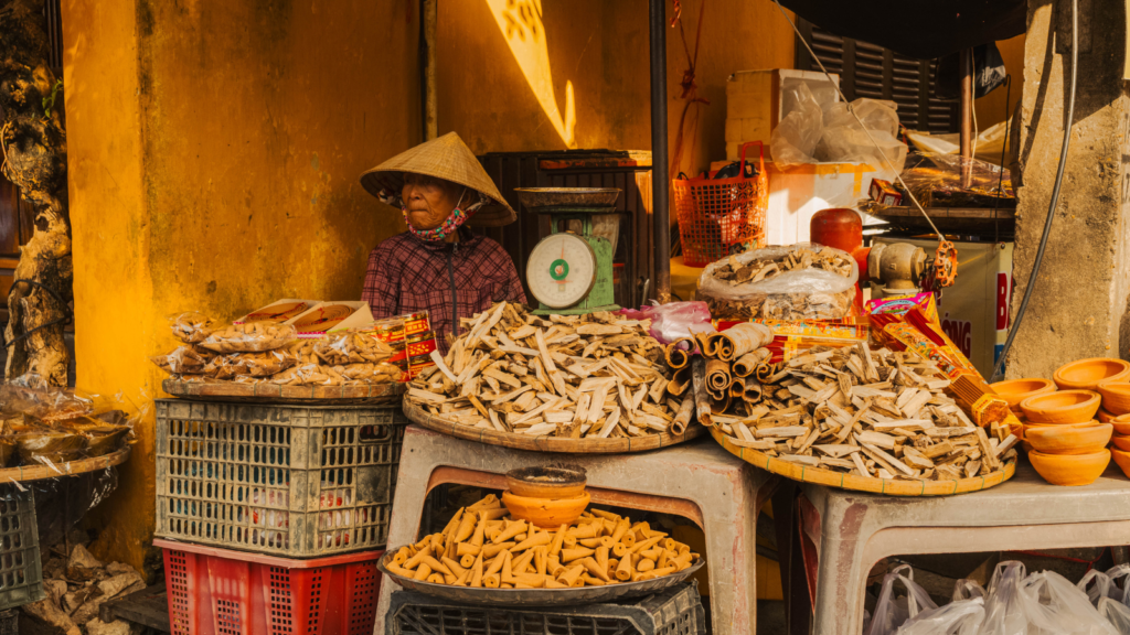 Stalls selling local specialties and souvenirs