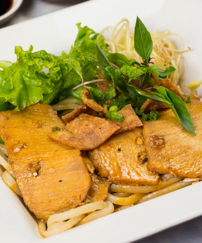 A bowl of traditional Cao Lau noodles in Hoi An