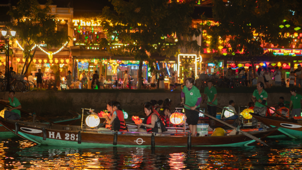 Lantern releasing on the Hoai River