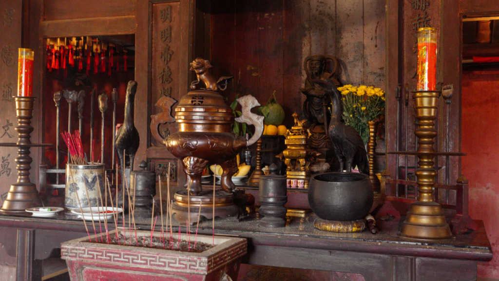 Worship area inside the Japanese Covered Bridge in Hoi An