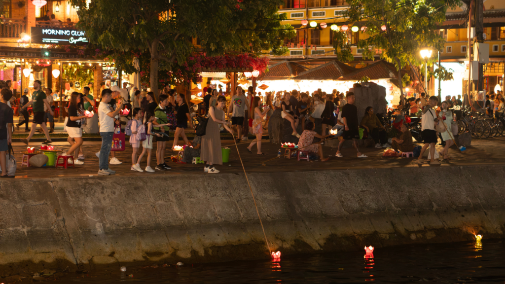 Floating lanterns on the Hoai River
