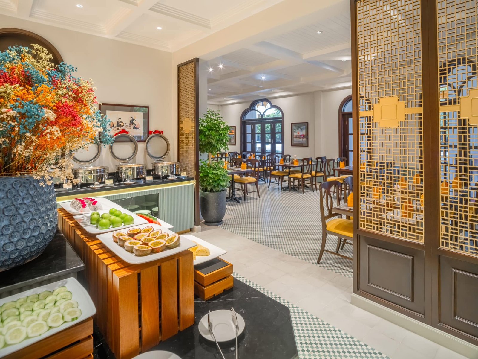 Buffet and dining room at The Dishes Restaurant
