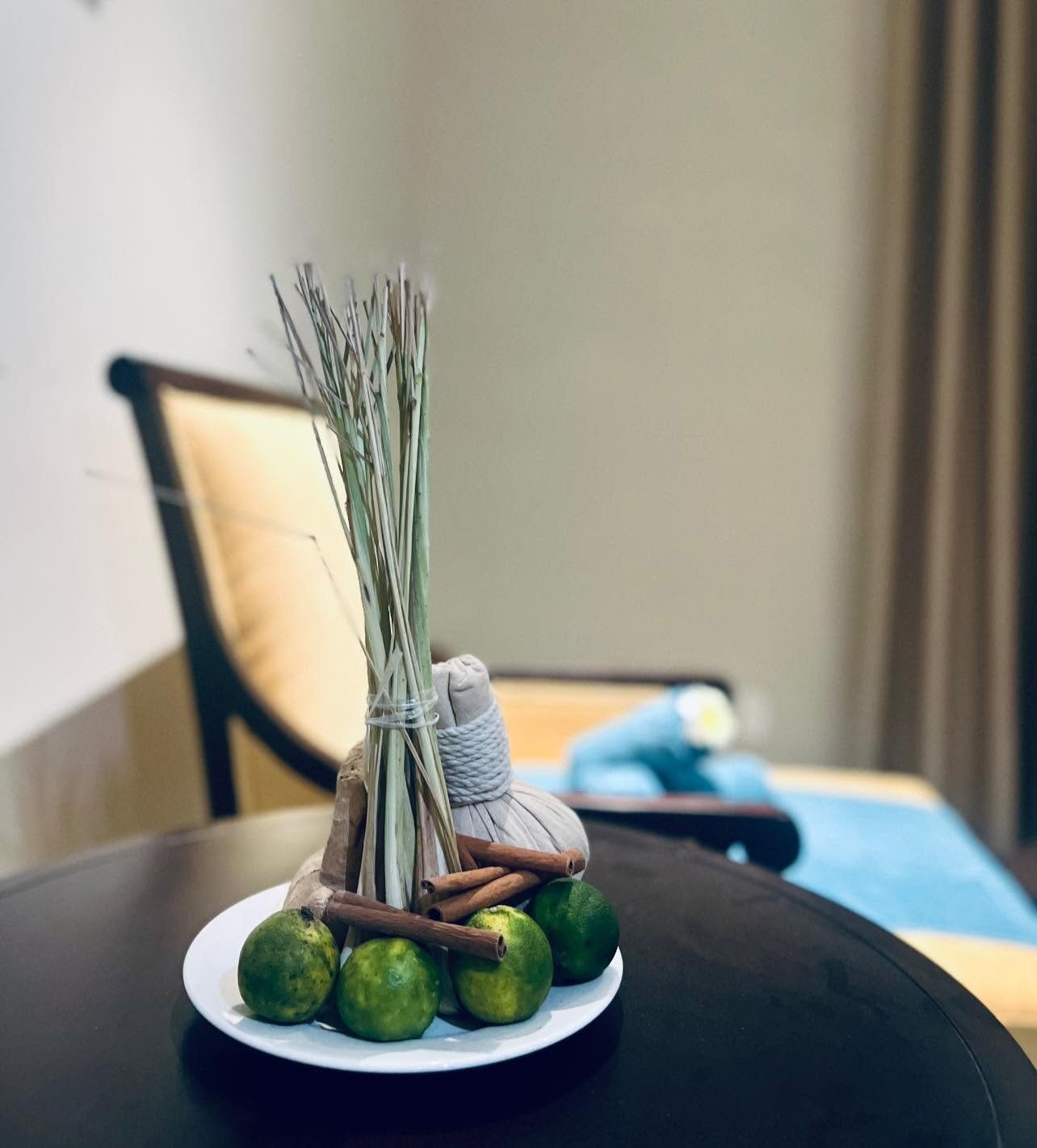 Herbal welcome setup at Little Residence Spa