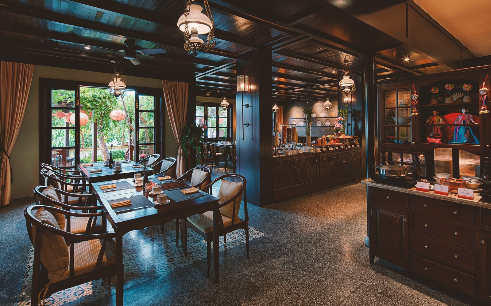 Breakfast buffet dining room at Little Riverside Hoi An