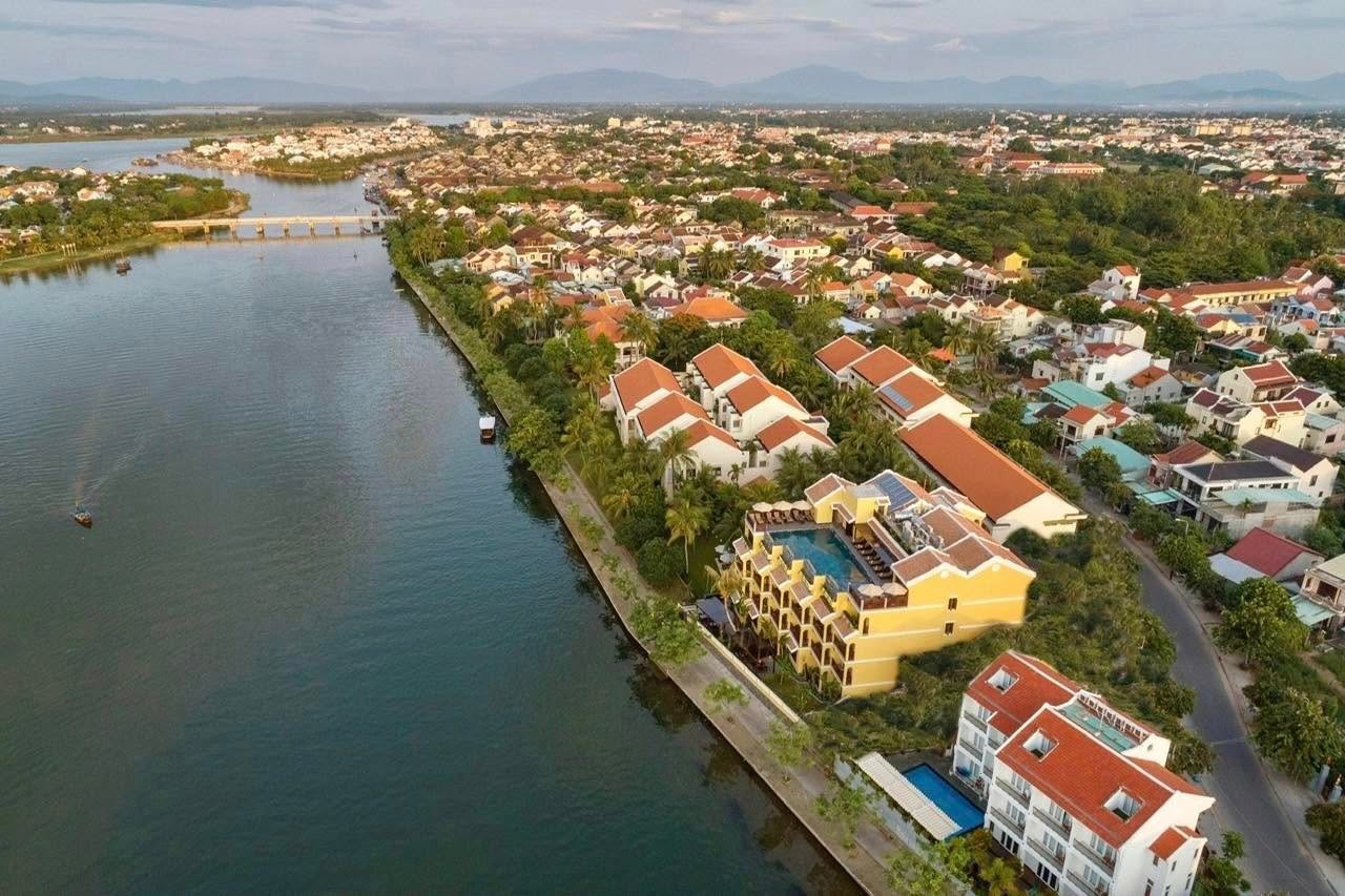 Aerial view of Little Riverside Hoi An on the riverfront
